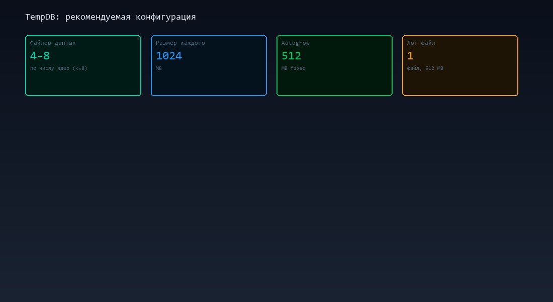 Рекомендуемая конфигурация TempDB для 1С